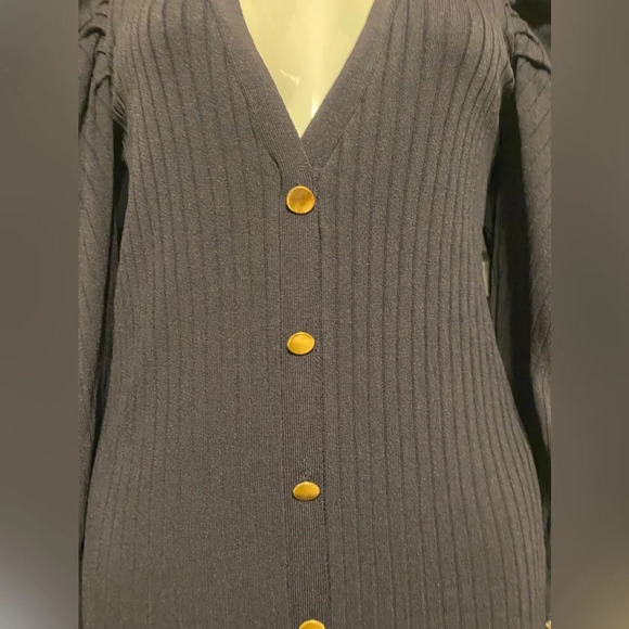 Zara Gold Button Ribbed Knit Dress - Picture 7 of 11